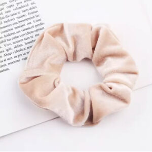 beige white hair tie